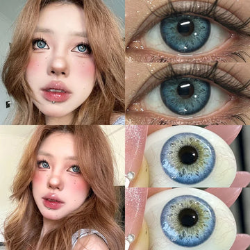New 1 Pair Natural Colored Contact Lenses with Degree Myopia Lenses Green Iris Lens High Quality Lenses Big Eye Lenses